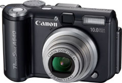 Máquina digital Canon PowerShot A640 - Frente - Cortesia da Canon, editada pelo Câmera versus Câmera