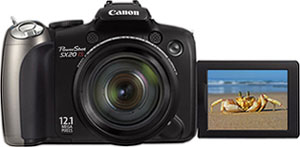 Máquina digital Canon PowerShot SX20 IS - LCD estendido - Cortesia da Canon, editada pelo Câmera versus Câmera