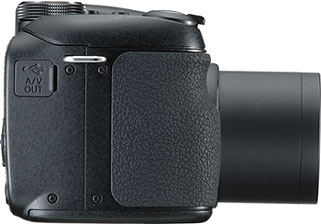 Câmera digital Fujifilm FinePix S1000fd - Lateral - Cortesia da Fujifilm, editada pelo Câmera versus Câmera