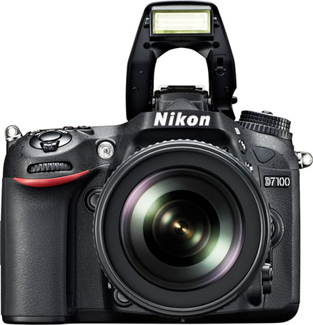 Nikon D7100, frente, flash pop-up erguido