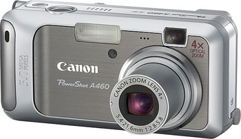 Câmera digital Canon PowerShot A460 - Diagonal - Cortesia Canon, editada pelo Câmera versus Câmera