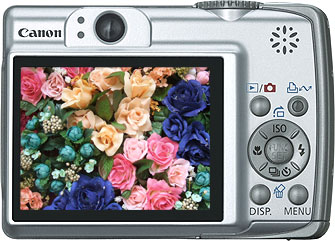 Câmera digital Canon PowerShot A560 - Costas - Cortesia Canon, editada pelo Câmera versus Câmera