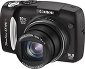 Máquina digital Canon PowerShot SX120 IS - Frente - Cortesia da Canon, editada pelo Câmera versus Câmera
