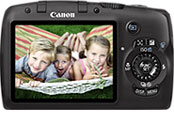 Máquina digital Canon PowerShot SX120 IS - Costas - Cortesia da Canon, editada pelo Câmera versus Câmera