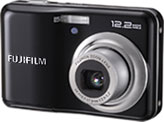 Máquina digital Fujifilm FinePix A220 - Frente - Cortesia da Fujifilm, editada pelo Câmera versus Câmera