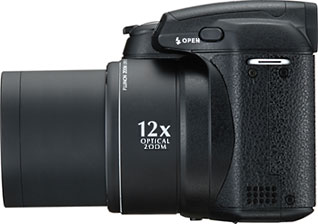 Câmera digital Fujifilm FinePix S1000fd - Lateral - Cortesia da Fujifilm, editada pelo Câmera versus Câmera