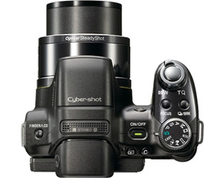 Câmera digital Sony Cyber-shot DSC-HX1 - Topo - Cortesia da Sony, editada pelo Câmera versus Câmera