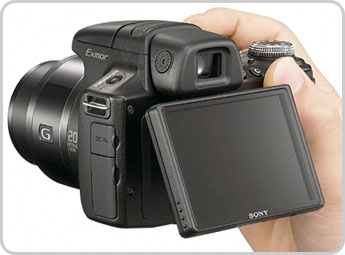 Câmera digital Sony Cyber-shot DSC-HX1 - LCD Articulável - Cortesia da Sony, editada pelo Câmera versus Câmera