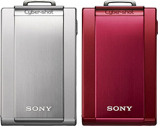 Câmera digital Sony Cyber-shot DSC-T300  - Vermelha e Prata - Cortesia Sony, editada pelo Câmera versus Câmera