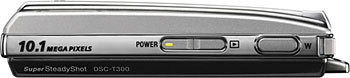 Câmera digital Sony Cyber-shot DSC-T300  - Prata, Topo - Cortesia Sony, editada pelo Câmera versus Câmera