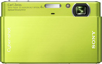 Câmera digital Sony Cyber-shot DSC-T77  - Verde - Cortesia Sony, editada pelo Câmera versus Câmera