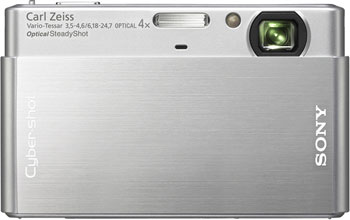 Câmera digital Sony Cyber-shot DSC-T77  - Prata - Cortesia Sony, editada pelo Câmera versus Câmera
