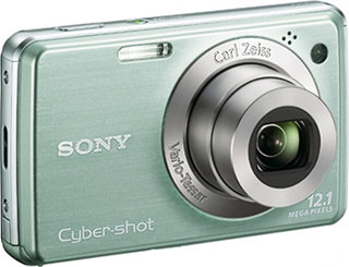 Câmera digital Sony Cyber-shot DSC-W210 - Verde - Cortesia Sony, editada pelo Câmera versus Câmera
